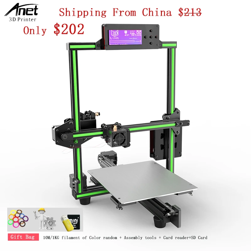 

2018 Anet E2 impresora 3d 3D Printer Kit Easy Assembly Big Printed Size DIY Delta 2004LCD with 10m /1KGPLA Filament 8GB Sd Card