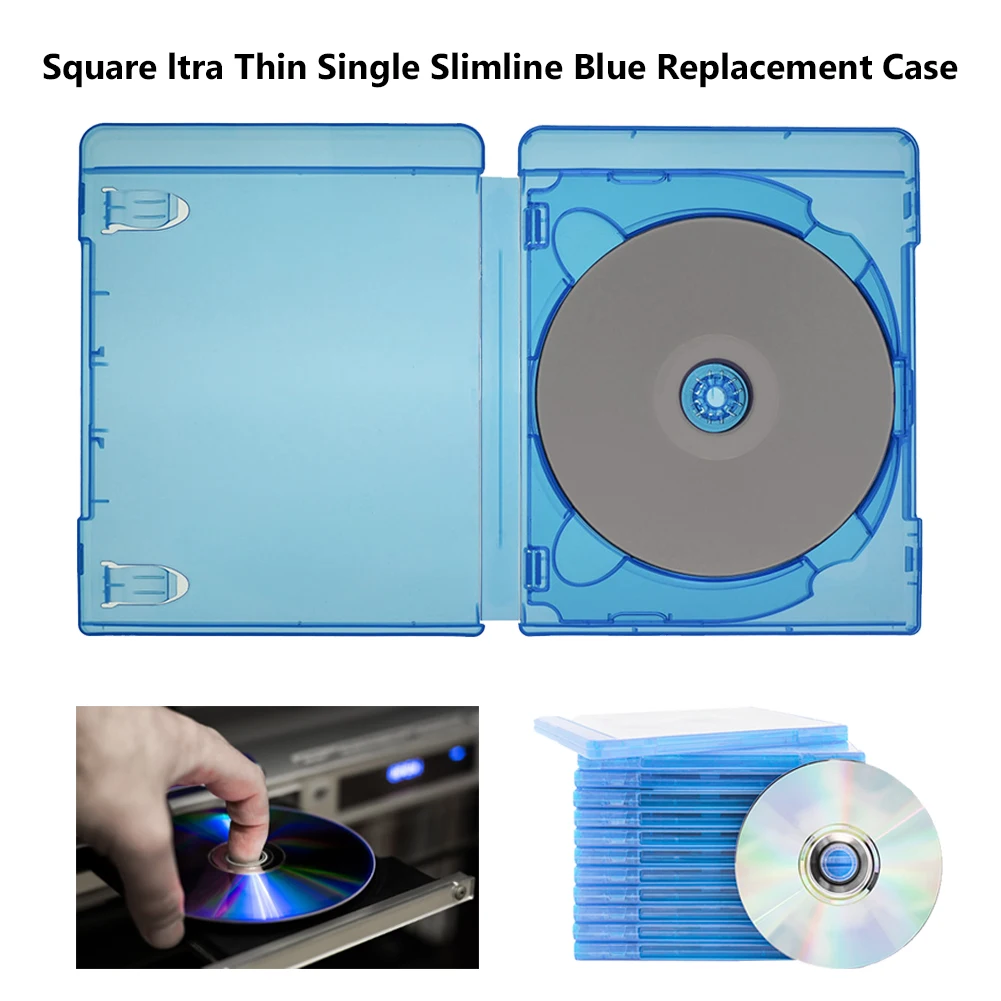 Квадратный Ltra тонкий один Slimline синий Сменные Чехлы для Blu-Ray DVD фильмы держатель