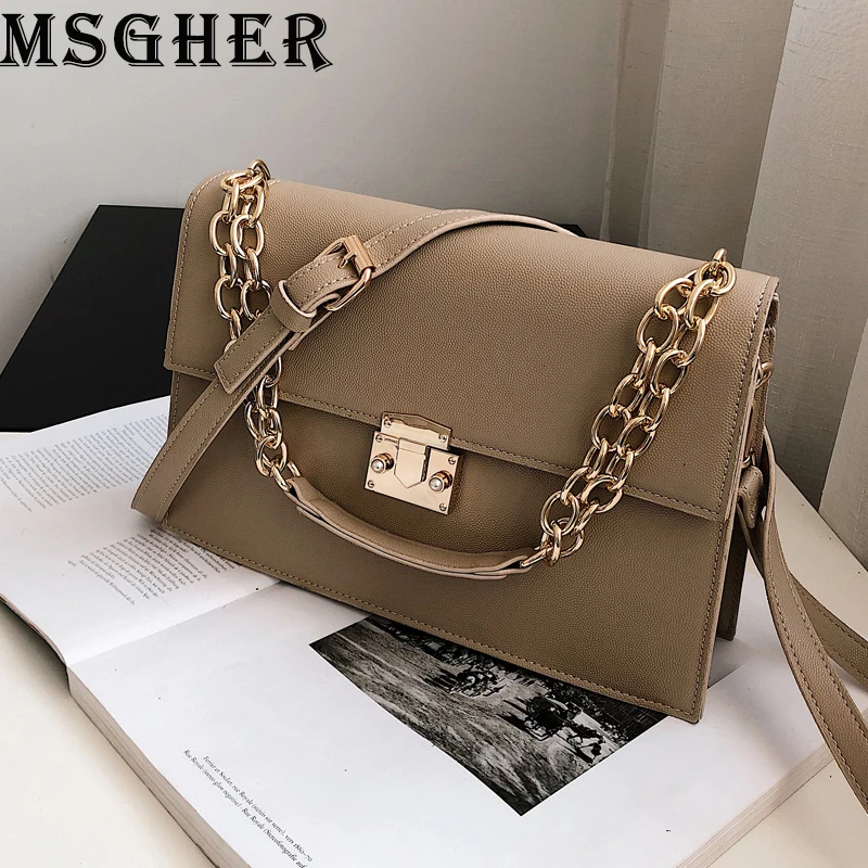 

MSGHER Handbag Women High Designer Chain Bags Female High Capacity Shoulder Bags Quality PU Crossbody Bags Casual Messager Bags