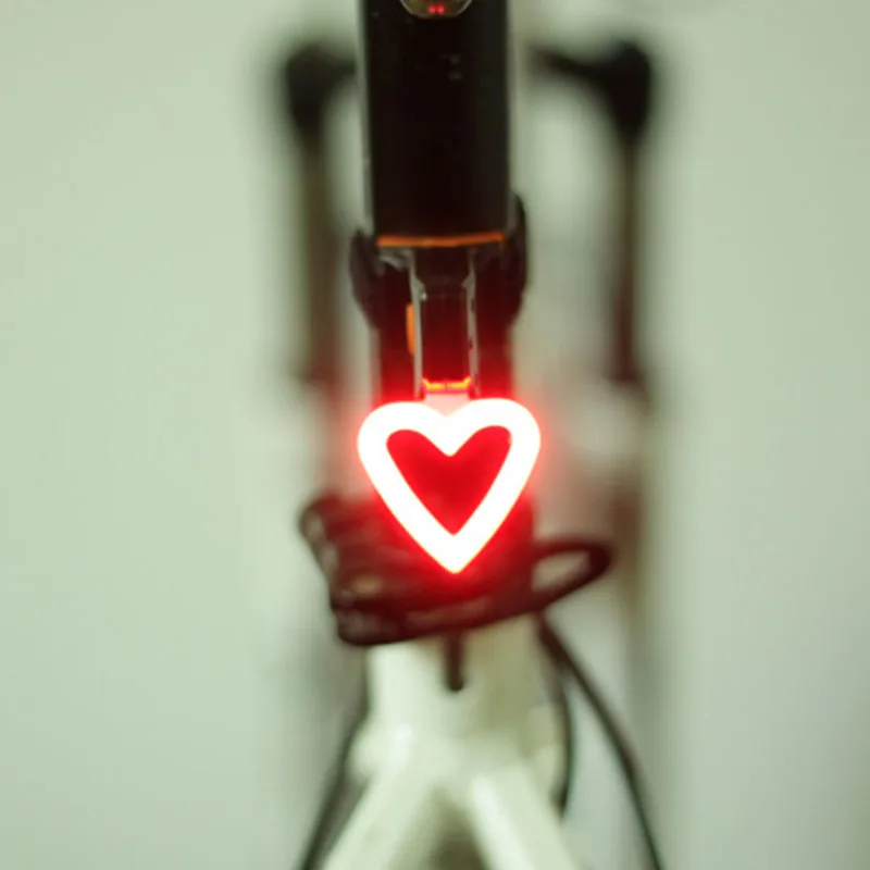 Велосипедные фары светодиодный велосипедный Люмен USB зарядное устройство батарея Красный Велоспорт/велосипед подсветка COB задний фонарь подседельный фонарик лампа безопасности - Цвет: heart-shaped