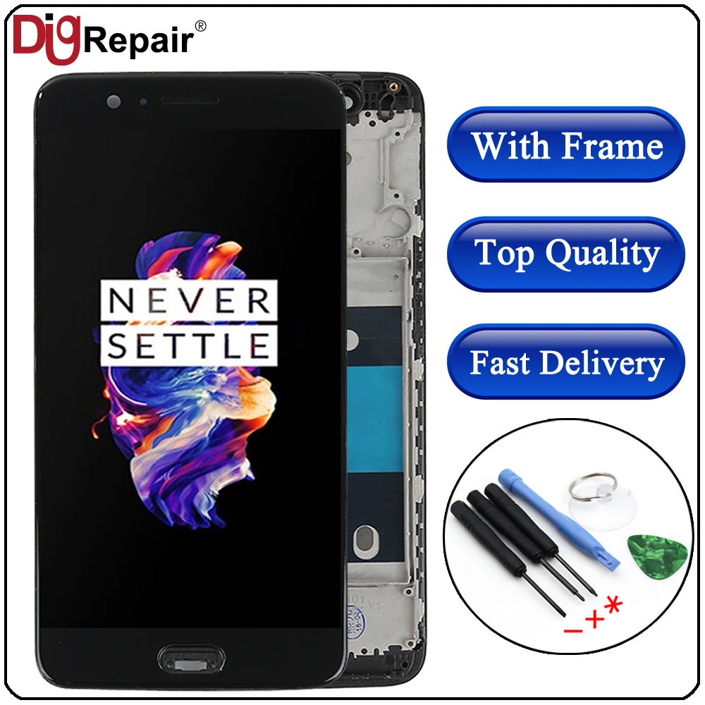 

For Oneplus 5 lcd Display Touch Screen Digitizer Full Assembly Replacement Part with bezel frame A5000 LCD For Oneplus 5 display
