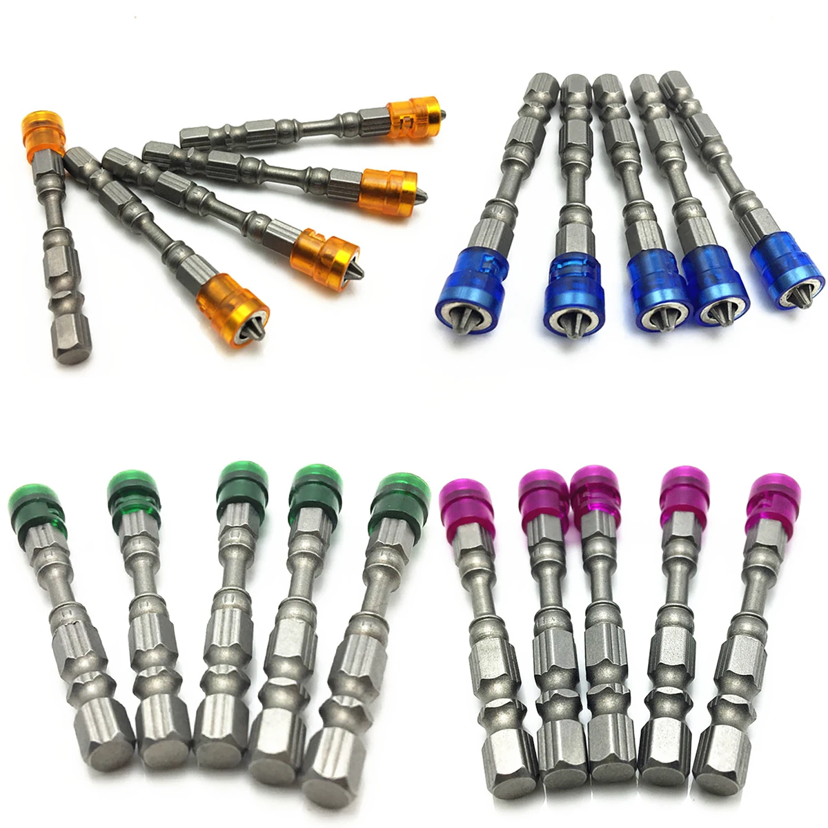 5pcs Anti Slip PH2 Magnetic Screwdriver Bit S2 Steel Single Head ...