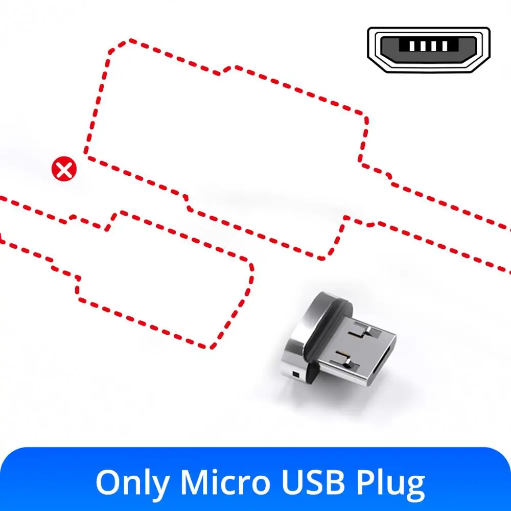 ANMONE Магнитный кабель быстрое зарядное устройство Micro USB кабель 1 м 2 м Android данных шнур Магнит зарядки для мобильного телефона провод для быстрого заряда - Цвет: Micro Plug No Cable