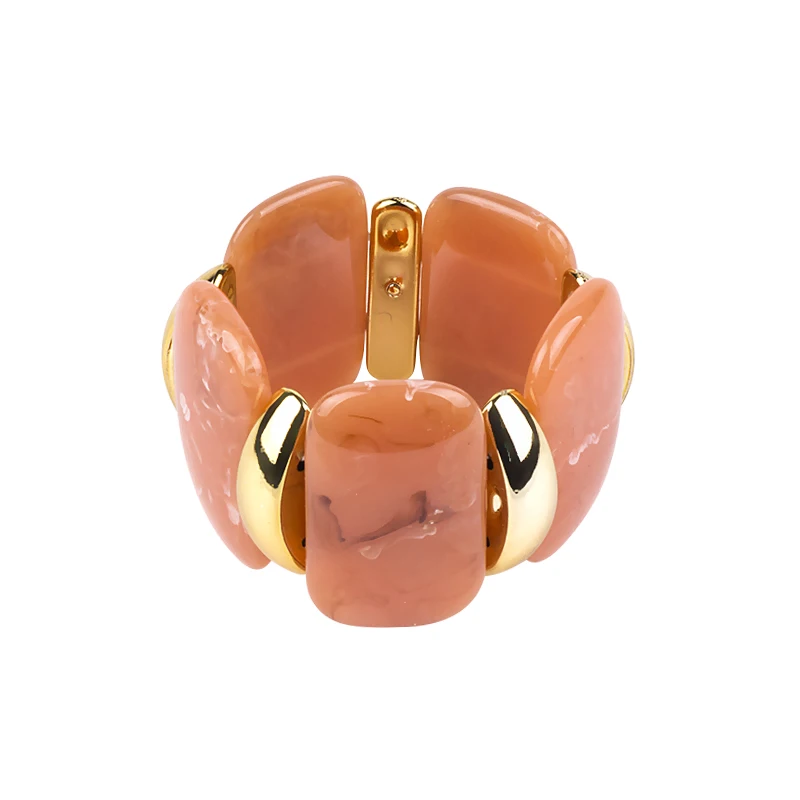 Classic Geometric Resin Cuff Fashion Bracelets Bangles for Women Stretch Acrylic Gold Metal Wide Bracelets Female Charm Jewelry (3)