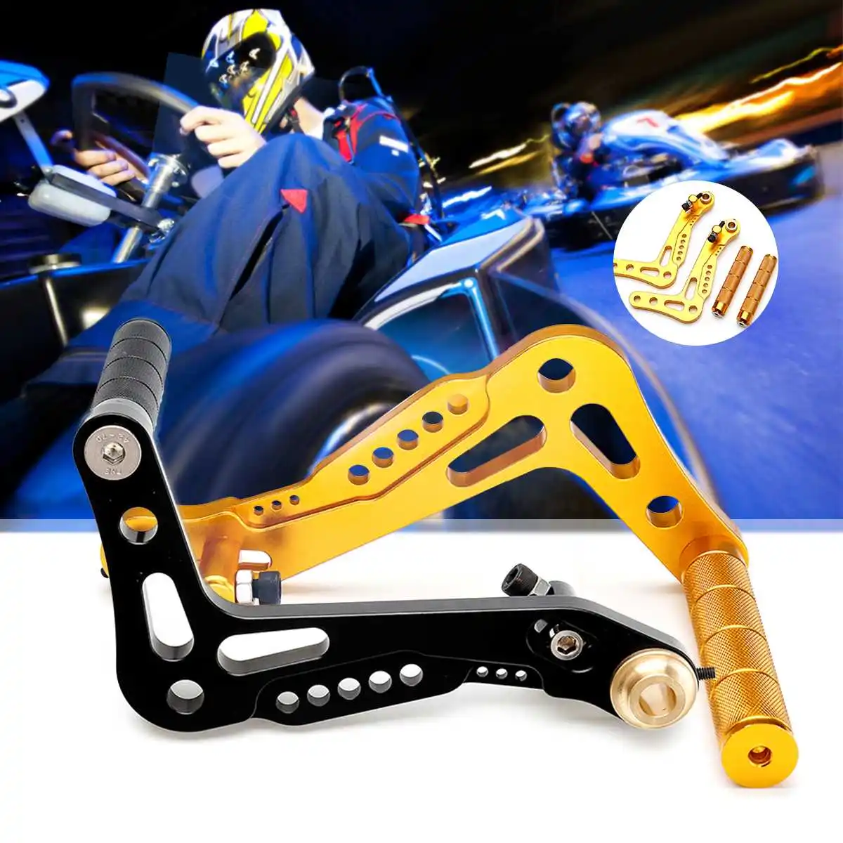 

2Pcs Universal Go Kart Racing Pedals Billet Aluminum CNC Brake And Accelerator Set Black Gold Pedals