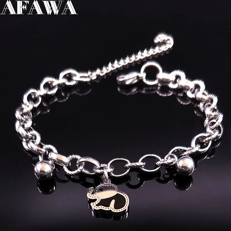 

2019 Fashion Elephant Enamel Stainless Steel Charm Bracelet for Women Silver Color Bracelets Jewelry pulsera plata B18150