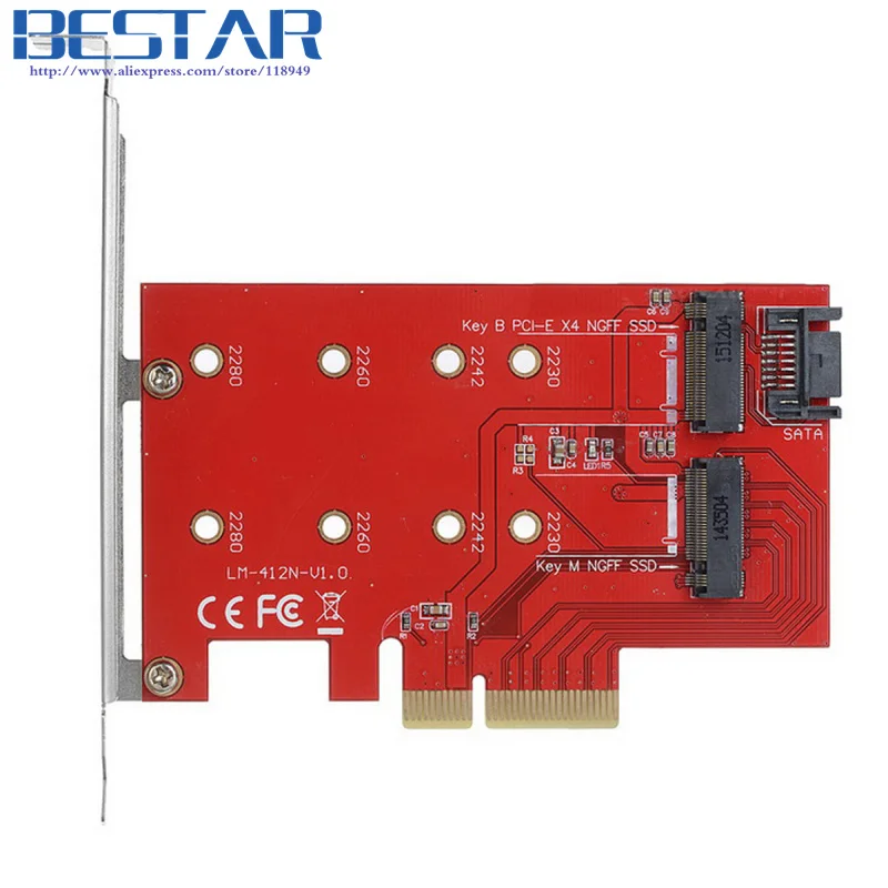 M.2 NGFF 4 Lane SSD к PCI-E 3,0x4 & NGFF в SATA Адаптерная карта для XP941 SM951 PM951 A110 m6e SSD
