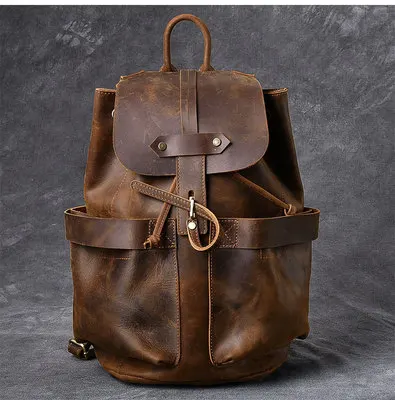 Мужская Дорожная сумка, рюкзак для альпинизма, ручная работа, масло, натуральная кожа, большая емкость, сумка-мешок на плечо, мужской рюкзак - Цвет: Big