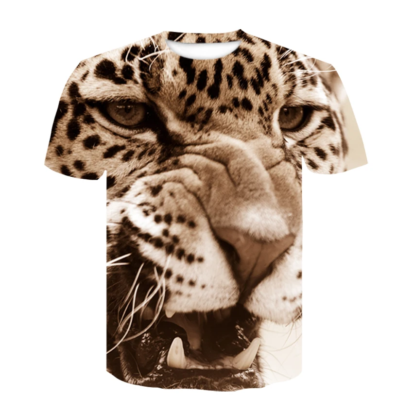 

2019 new summer tshirt Men's brand clothing O-Neck short sleeve animal T-shirt leopard/lion 3D custom Printed T shirt Homme
