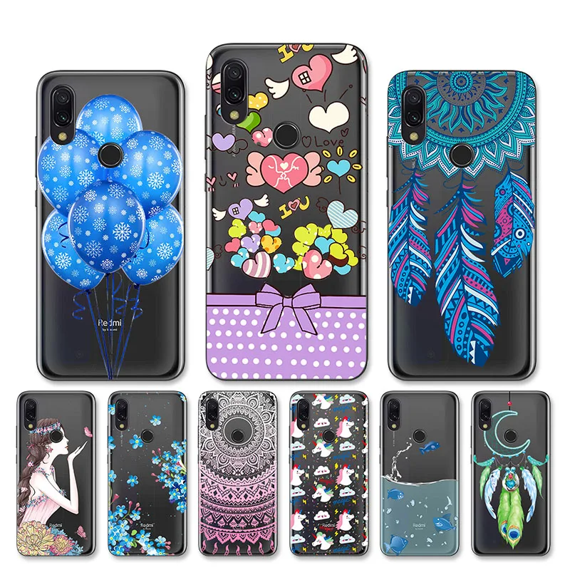 

Clear Silicon Case For Xiaomi Redmi 7 Case DIY Patterned Cover For Xiaomi Redmi S3 Y3 Cover Soft TPU Anti-knock Shell Back