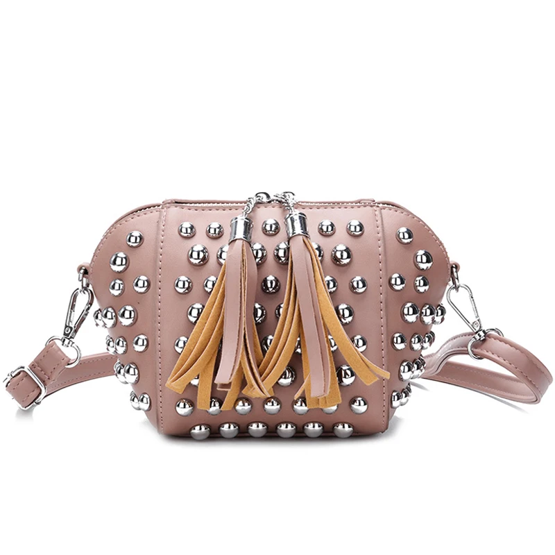 

British Retro Female bag 2018 Summer Fashion New Handbags High quality PU Leather Women bag Rivet Shell bags Mini Shoulder bag