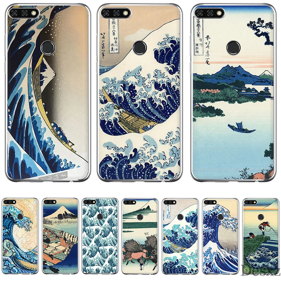 Мягкий ТПУ чехол для телефона Hokusai The Great Wave Off Kanagawa Huawei Honor 6A 7A 7X 7C 8X 8 9 10 Lite |