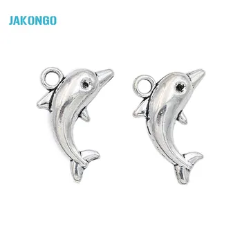

20pcs Antique Silver Plated Zinc Alloy Dolphin Charms Pendants for Bracelet Jewelry Making DIY Handmade Craft 18x12mm