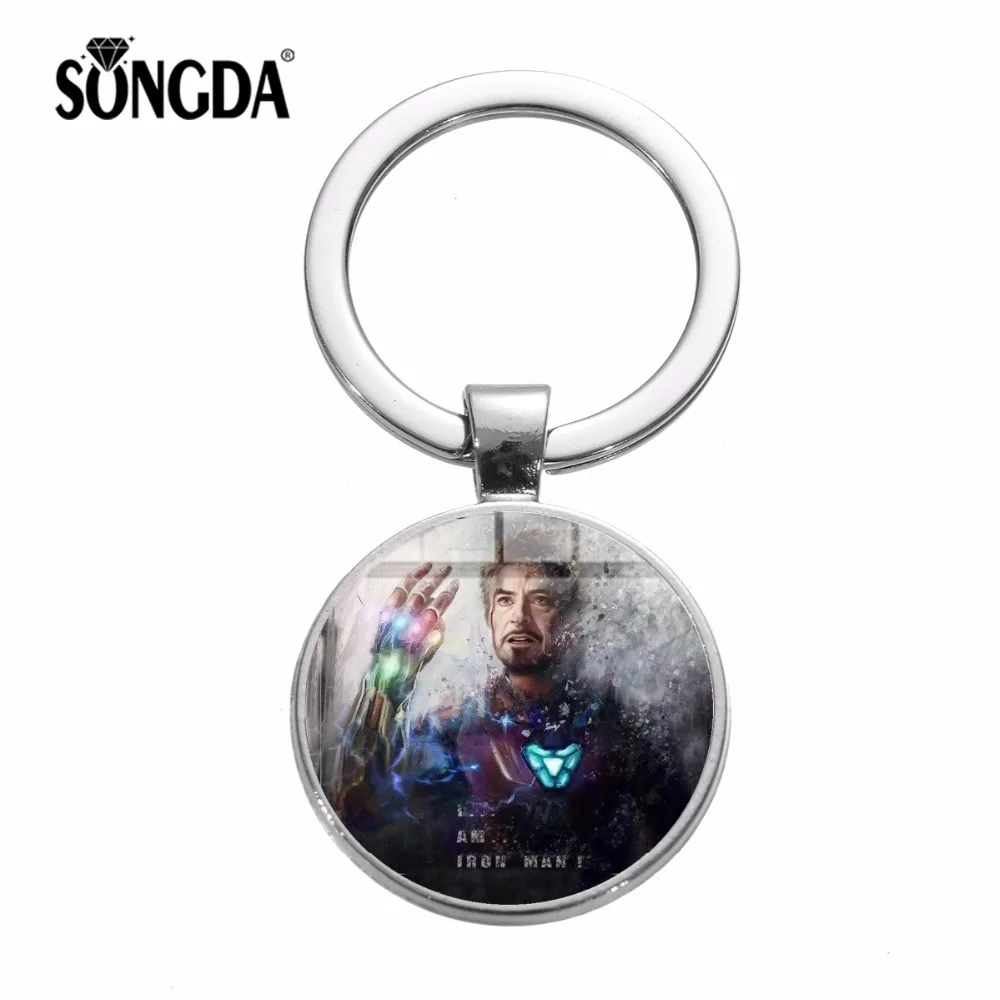 

SONGDA Iron Man Tony Stark Keychain Infinity War Movie Superhero Arc Reactor Key Ring Avengers Series Fashion Glass Key Holder
