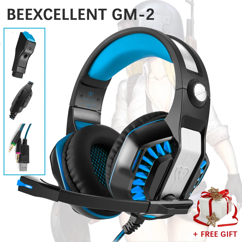 Beexcellent GM 2 игровая гарнитура наушники с микрофоном поддерживает новый Xbox One PS4 PC