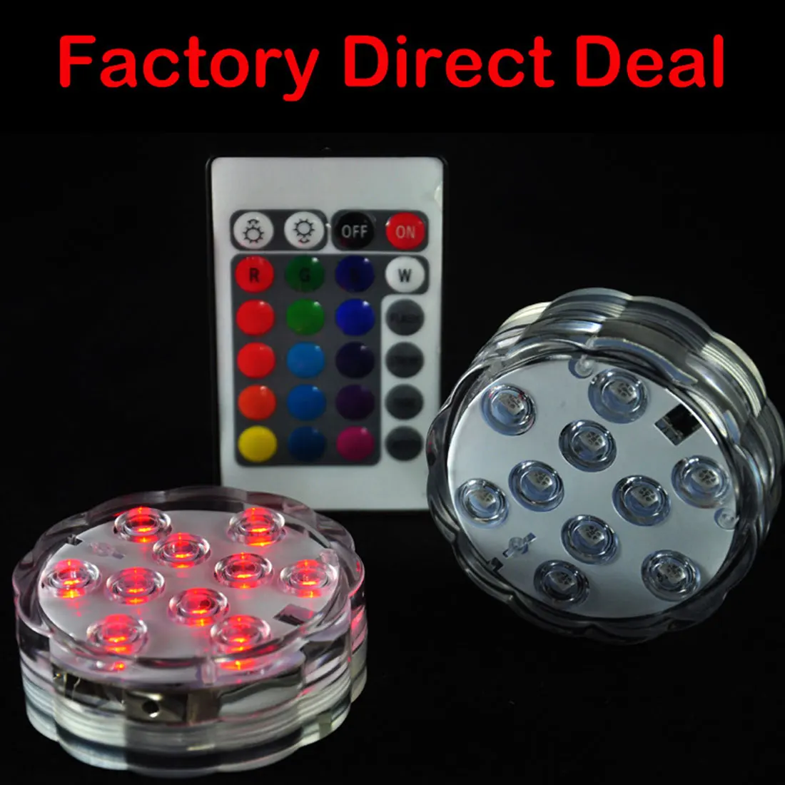 

Waterproof Swimming Pool Light 10 LED RGB Submersible Lamp With Remote Multi Color IP68 for Aquarium Pond Wedding Party