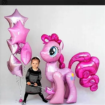 

1PC 100*97CM Pink Pony 3D Little Horse Unicorn Balloons Happy Birthday Unicorn party Helium Foil Balloon Kids Animal Toys Globos