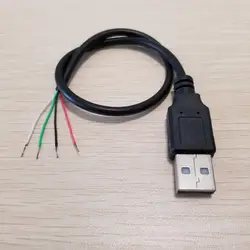 100 шт./лот высокое качество Чистый медный USB 2,0 кабель для передачи данных один мужской адаптер для 4Pin хвост пилинг оловянный кабель 30 см