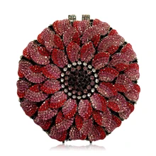Модные вечерние клатчи в виде подсолнуха, красный/розовый/белый кристалл, женские клатчи, XIYUAN, дамские металлические дамские сумочки и кошельки