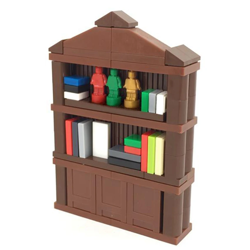 Boockshelf Bookcase Building Blocks City Home Office MOC Accessories Legoingly Book Showing Case Bricks Parts DIY Baby Kids Toys (5)