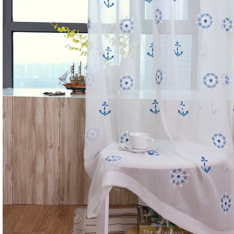 Embroidered Voile Bedroom Sheer Curtains Kids Room Kitchen Children