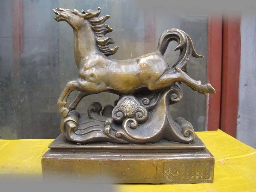 

9 Chinese Folk Classical Bronze Copper War Horse Dart Horse Art Statue SD 506