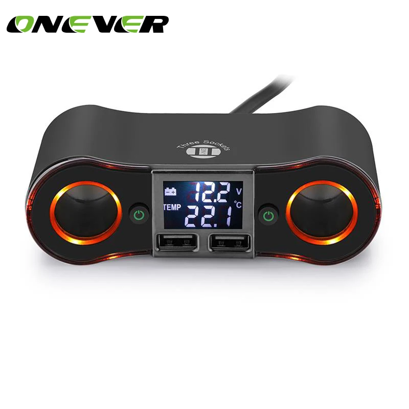 

Onever Car Cigarette Lighter Socket Splitter Power Adapter Outlet with Independent Switch 3.5A Dual USB Charger DC12-24V