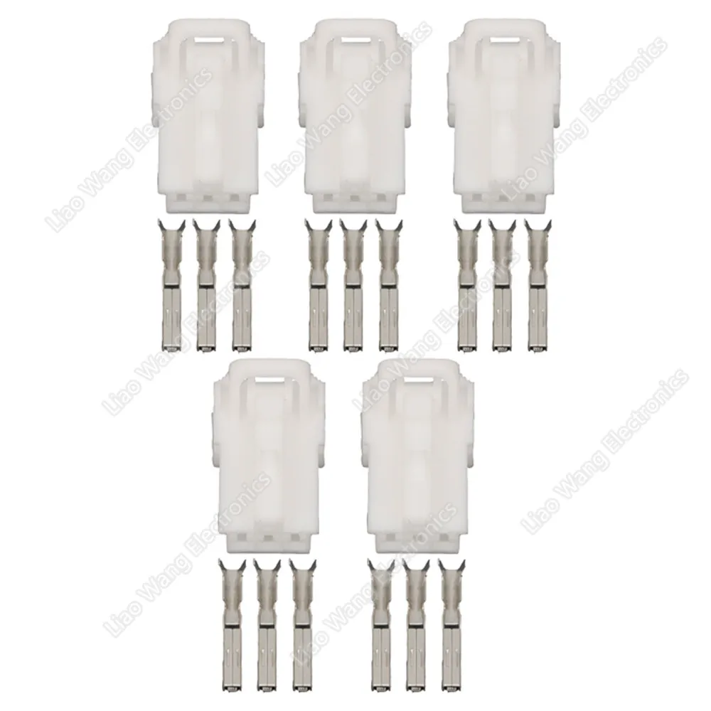 

5 Sets 3 Pin White Plastic Cable Harness Connector Automotive Connectors with Terminal DJ7031Y-1.5-21 3P