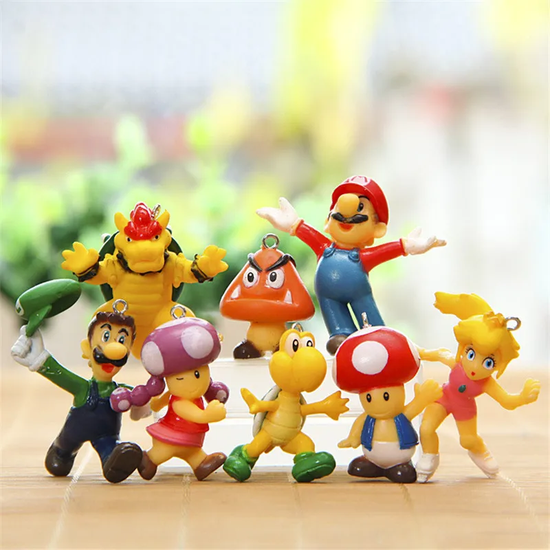

8pcs/Set Super Mario Bros Figure Luigi Mario Bowser Koopa King Action Figures Toy For Children's Toy Mario Anime Figurines Gifts