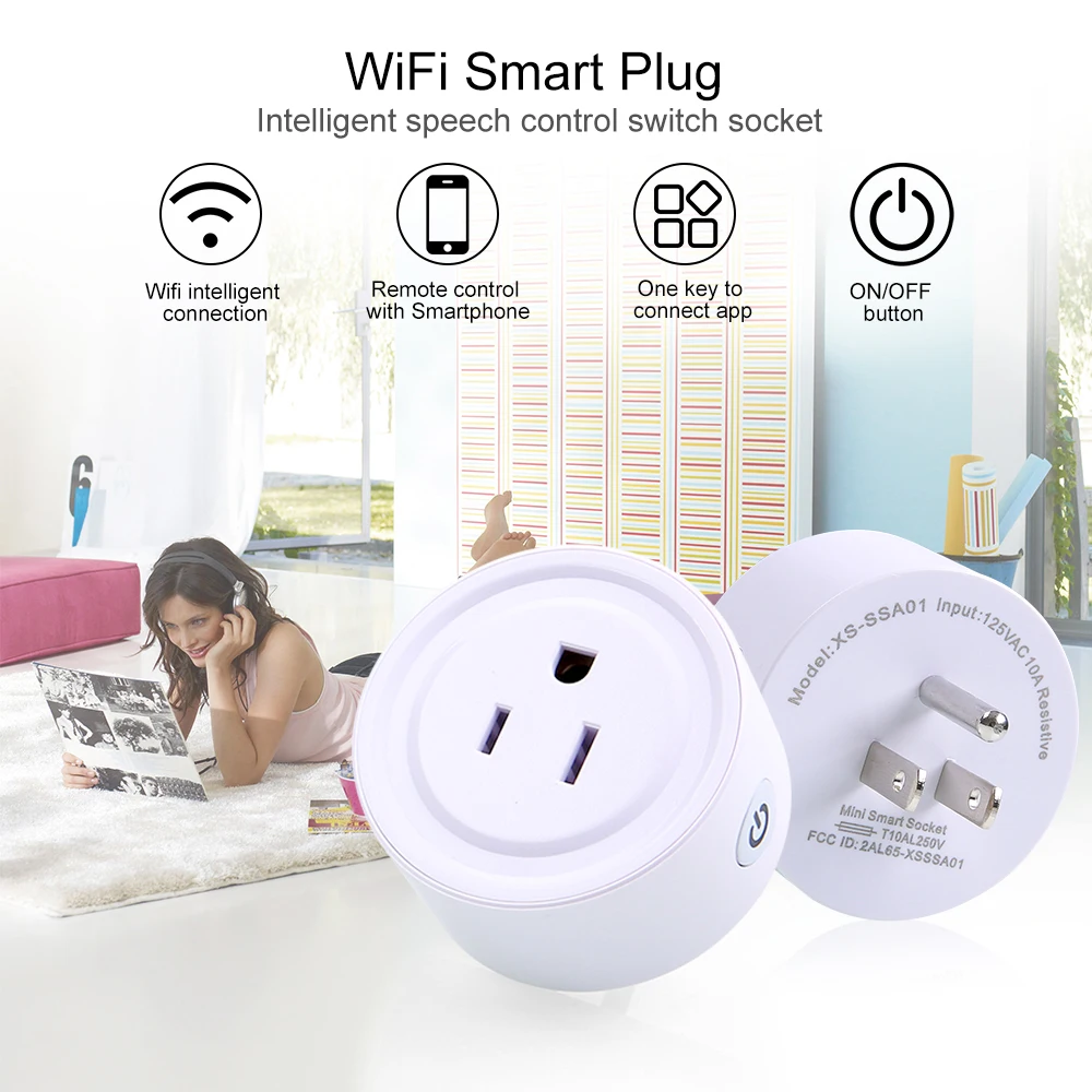 

Wifi Smart Plug Wi-Fi Socket App Remote Control Wireless Portable Automatic Timer Sockets for Compatible with Alexa GooGle Home