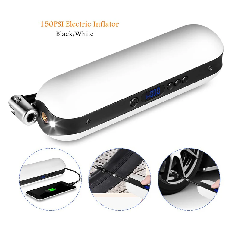 

150PSI Bike Electric Inflator Rechargeable Car Digital Tire Air Compressor Portable Power Bank Balloon Inflators XM-168