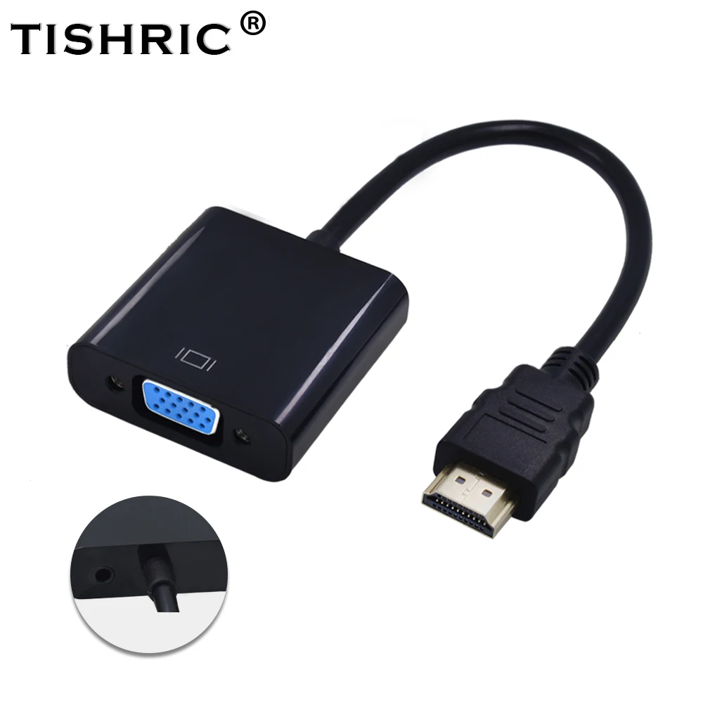 TISHRIC HDMI в VGA аудио кабель адаптер 1080P мужчин и женщин цифро-аналоговый видео конвертер HDMI2VGA для ПК ноутбук проектор