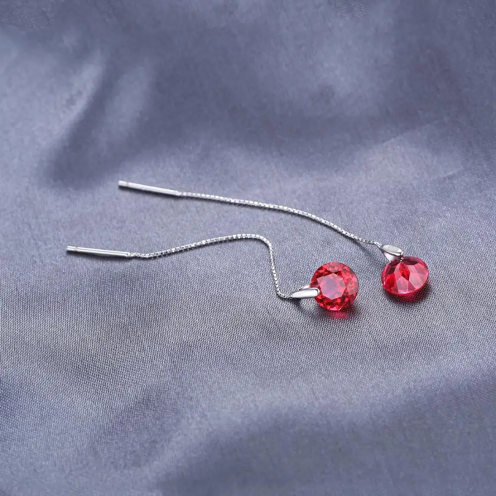 JewelryPalace модные 5.59ct круглый СОЗДАН Ruby Threader Earrings 925 пробы серебро ювелирных