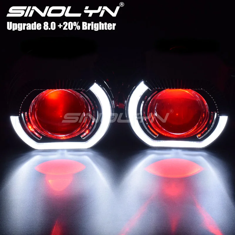  Sinolyn LED Running Lights Angel Eyes HID Bi xenon Projector Lenses for Headlights H4 H7 Car Retrof - 32896960857