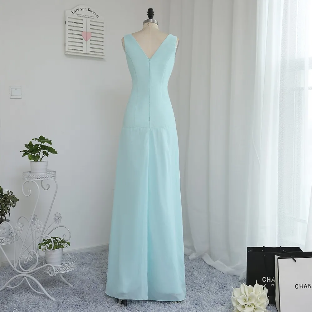 HVVLF 2019 дешевые платья подружки невесты под 50 A-Line v-образным вырезом длиной до пола мятно-зеленого шифона свадебные платья