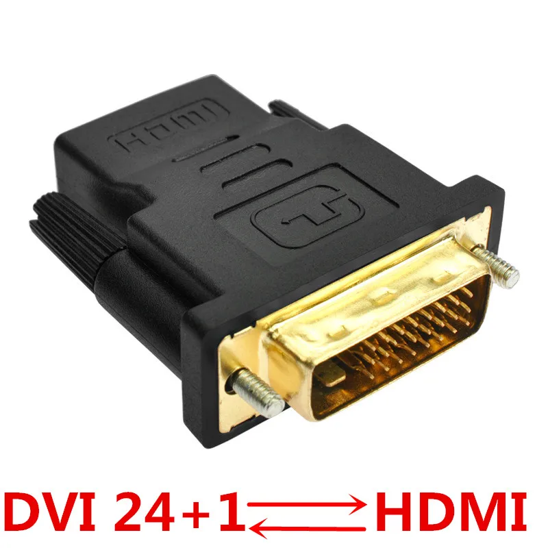 1pcs DVI 24+1 Male to HDMI Female Adapter Converter Gold Plated DVI 24+1 to HDMI Converter 1080P for PC PS3 Projector HDTV audio video converter adapter