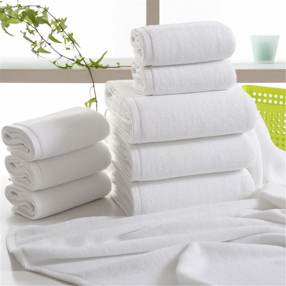 FUYA Solid White Hotel Towels 600g Cotton Towel Set Face Towels Bath FUYA Solid White Hotel Towels 600g Cotton Towel Set Face Towels Bath