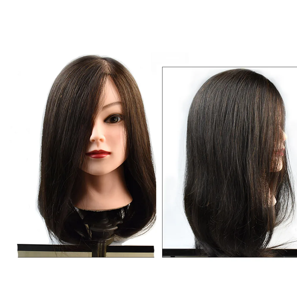 Mannequin Head Salon 100% Real Hair Natural Black Hair Training Hairdressing Practice Cosmetology In Mannequins Model Dummy Head