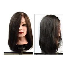 Mannequin tête Salon 100% vrais cheveux naturel noir cheveux formation coiffure pratique cosmétologie dans Mannequins modèle tête factice