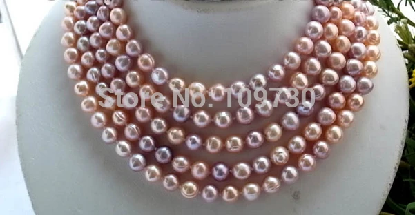 

Jewelr 003859 100"9-10mm round pink purple freshwater pearl necklace