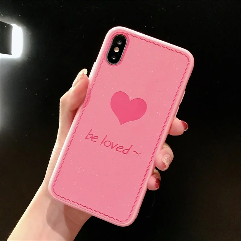 

JAMULAR Bling Glitter Love Heart Cases For iphone 7 XS MAX XR 8 6 6s Plus Soft Silicone Phone Shell For iPhone X Letter Cover