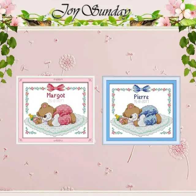 Sleeping baby bear Patterns Counted Cross Stitch 11CT 14CT Cross Stitch Set Wholesale Cross-stitch Kit Embroidery Needlework 1