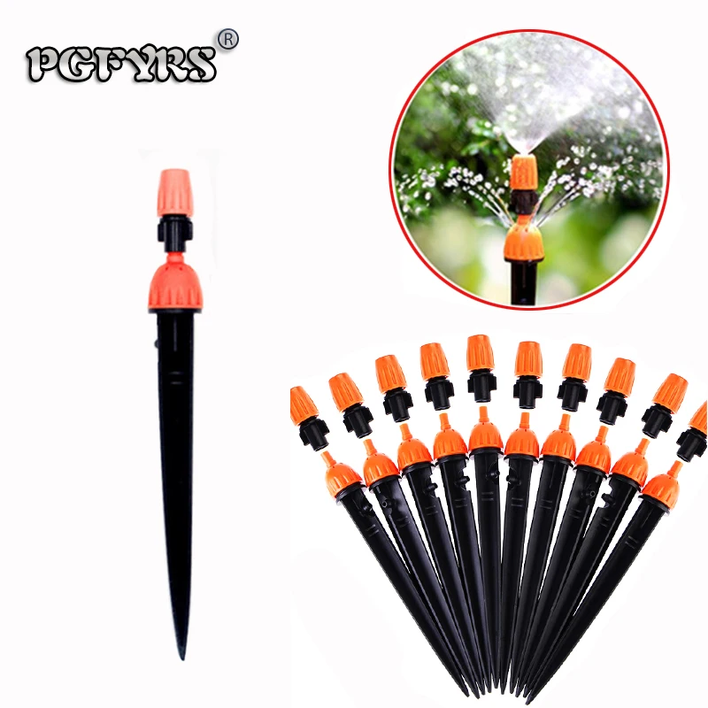 

10pcs 1/4'' Atomization Drip arrow Garden plant watering dripper holder Adjustable Drip irrigation spray nozzle System 4/7 Hose