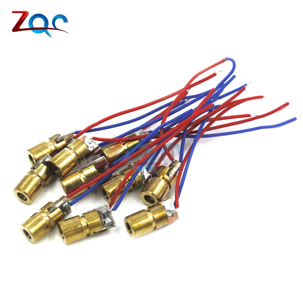 10pcs New 3v 650nm 5mw Adjustable Laser Dot Diode Module Red Copper
