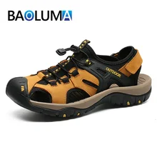 Мужские сандалии; брендовые летние сандалии из натуральной кожи; Мужские Пляжные шлепанцы в римском стиле; прогулочные мужские мокасины; кроссовки; повседневная обувь