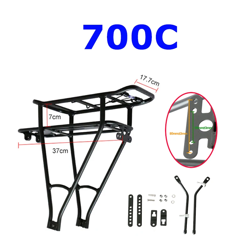 20/24 26 дюймов 700C/28 велосипедная задняя стойка двухслойная электрическая велосипедная переноска для аккумулятора багажные аксессуары для велосипедной стойки - Цвет: 700C Black