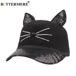 BUTTERMERE шапочка с кошачьими ушками блесток Бейсбол кепки женские Kawaii Snapback женская Соломенная Сумка черный корейский повседневное