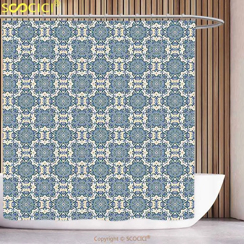 Decoratieve Douchegordijn Vintage Mandala Stijl Verfraaid Bloemmotief