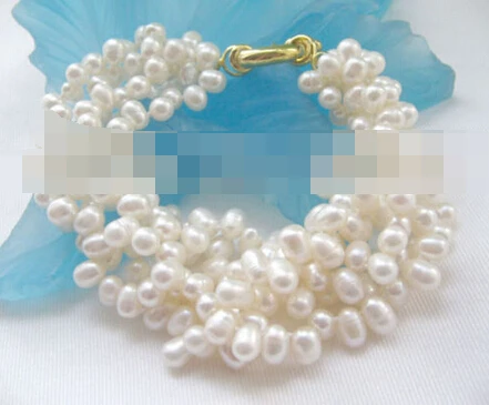

free shipping 00868 5row 7-8mm freshwater pearl bracelet