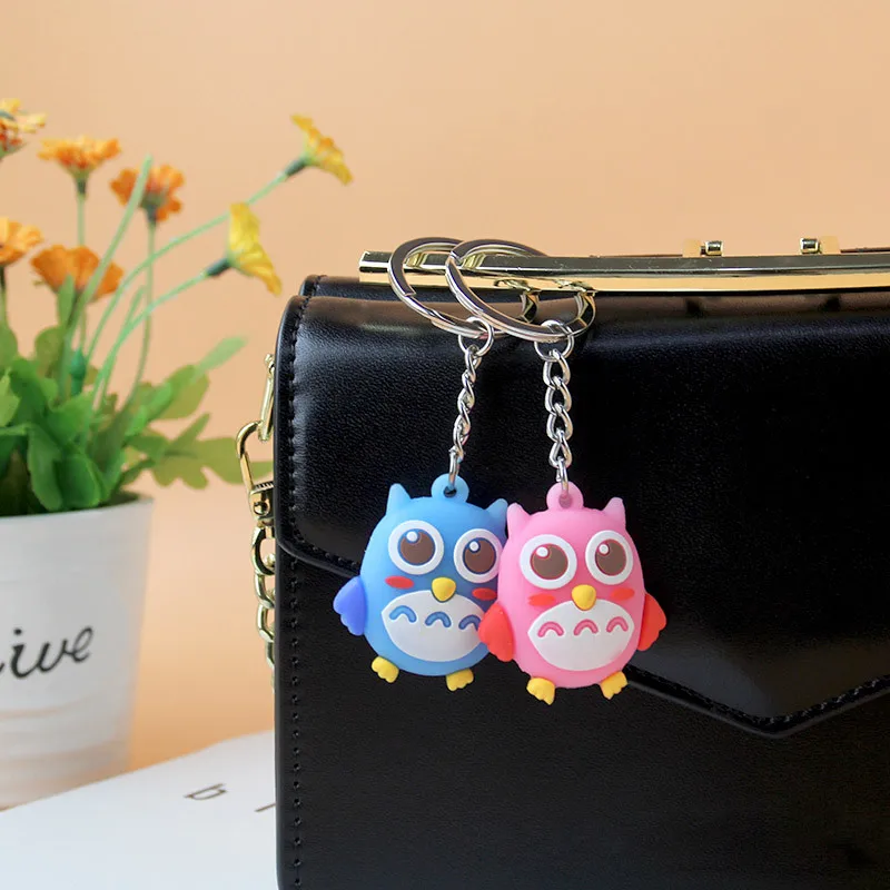 2019 new Fashion cute three-dimensional cartoon owl key chain small animal soft silicone girls bag pendant | Украшения и
